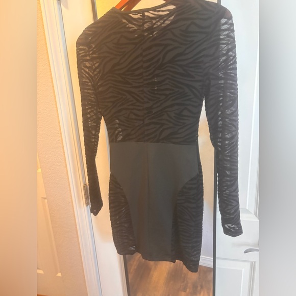 Sexy Black Zebra Sheer Sleeve Dress - Picture 8 of 9